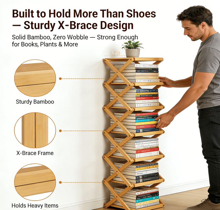 Premium 9-Tier Bamboo Storage Rack – No Assembly Required