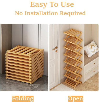 Premium 9-Tier Bamboo Storage Rack – No Assembly Required