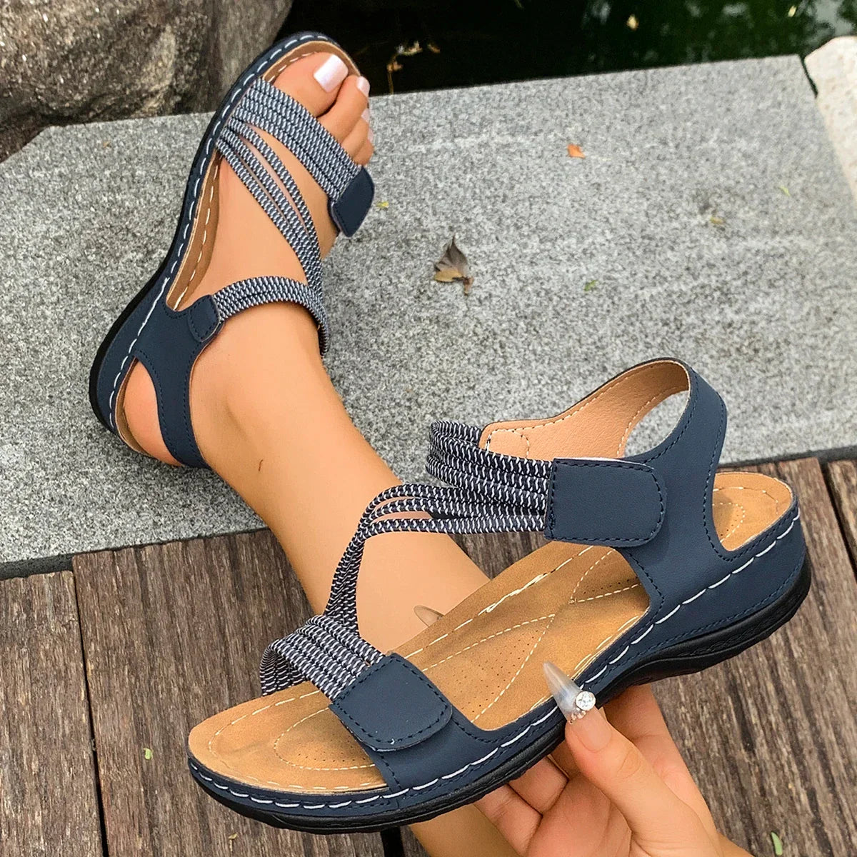 Women's Orthopedic Open Toe Sandals — Arch Support, Adjustable Strap & All-Day Comfort