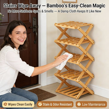 Premium 9-Tier Bamboo Storage Rack – No Assembly Required